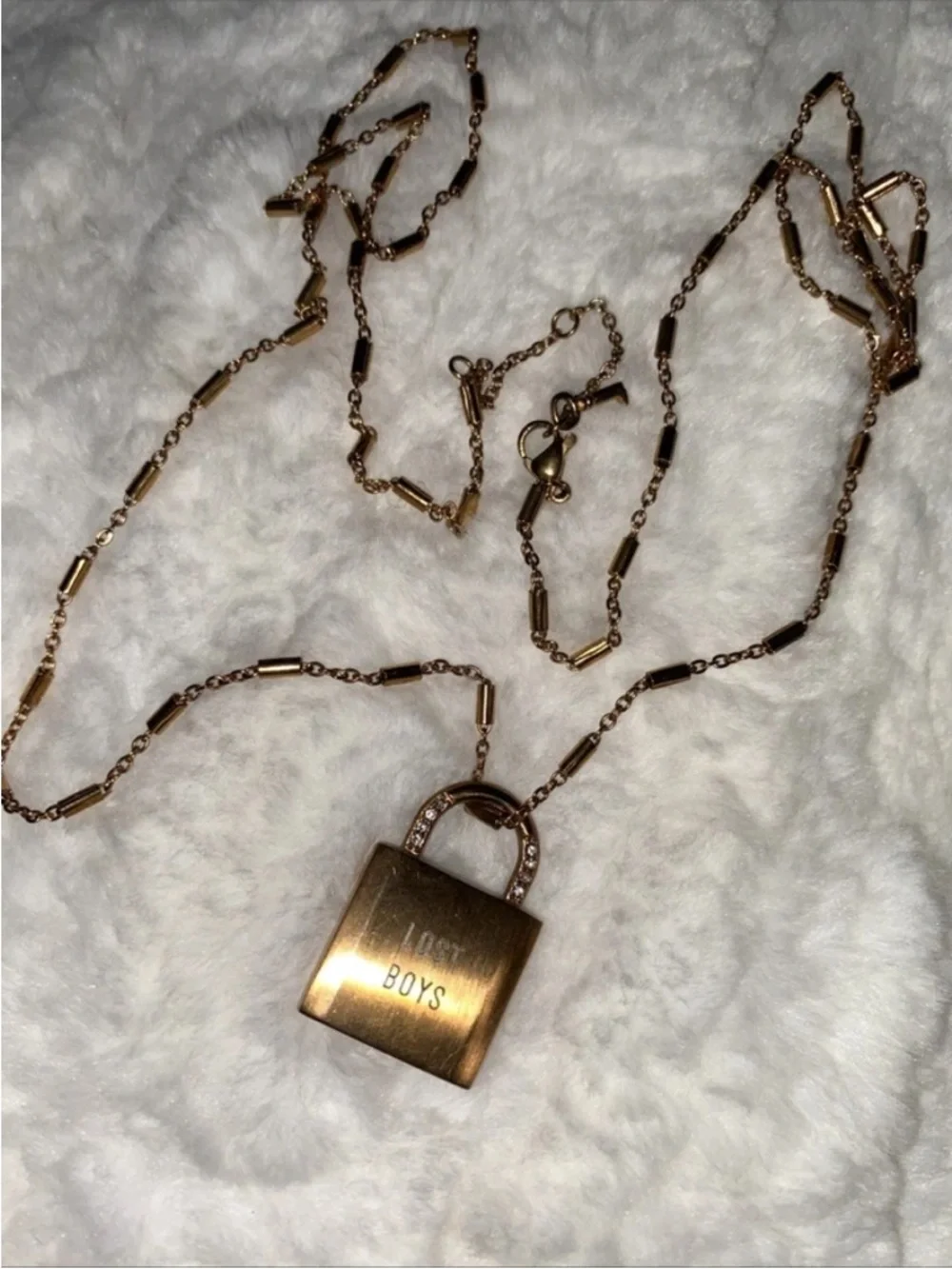 KEEP Collective Lost Boys Lock Pendant Long Necklace Rose‎ Gold Bronze Color